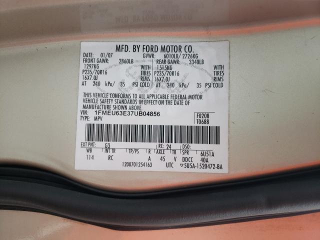 Photo 10 from auction – 2007 FORD EXPLORER X with VIN 1FMEU63E37UB04856