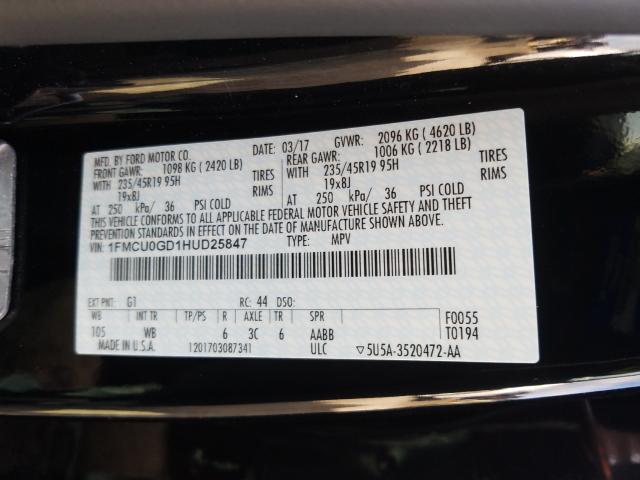 Photo 10 from auction – 2017 FORD ESCAPE SE with VIN 1FMCU0GD1HUD25847