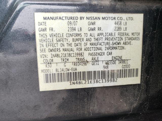 Photo 10 from auction – 2008 NISSAN ALTIMA 3.5 with VIN 1N4BL21E38C139982