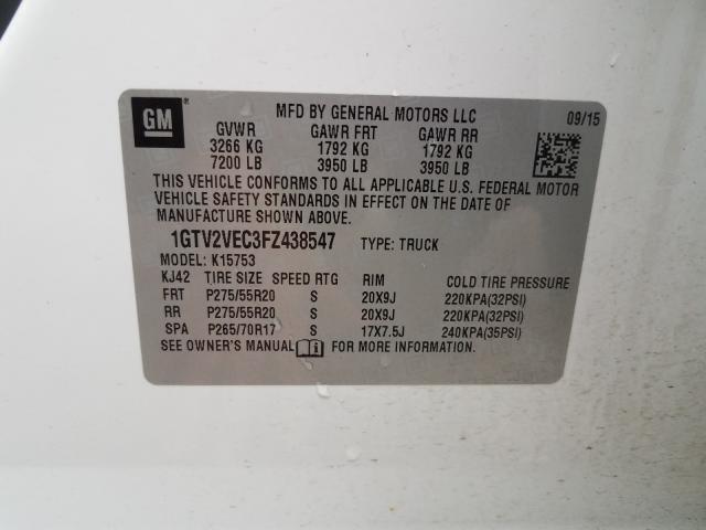 Photo 10 from auction – 2015 GMC SIERRA K15 with VIN 1GTV2VEC3FZ438547