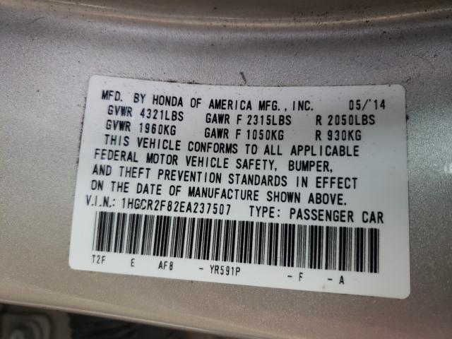Photo 10 from auction – 2014 HONDA ACCORD EXL with VIN 1HGCR2F82EA237507