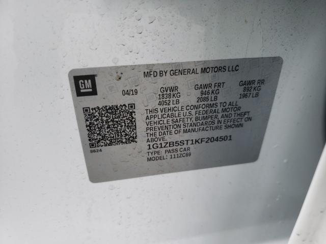 Photo 10 from auction – 2019 CHEVROLET MALIBU LS with VIN 1G1ZB5ST1KF204501