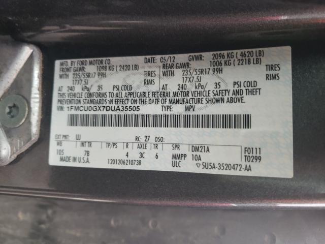 Photo 10 from auction – 2013 FORD ESCAPE SE with VIN 1FMCU0GX7DUA35505