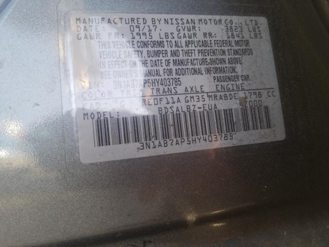 Photo 10 from auction – 2017 NISSAN SENTRA S with VIN 3N1AB7AP5HY403785