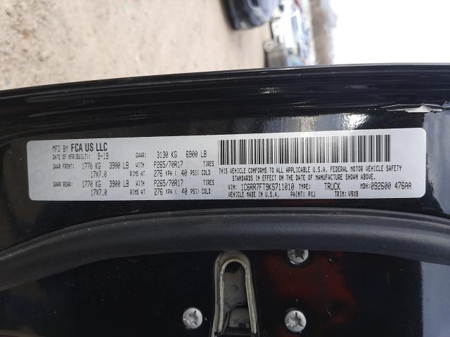 Photo 10 from auction – 2019 RAM 1500 CLASS with VIN 1C6RR7FT9KS711010