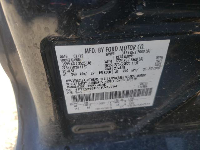 Photo 10 from auction – 2015 FORD F150 SUPER with VIN 1FTEW1EF5FFA32794