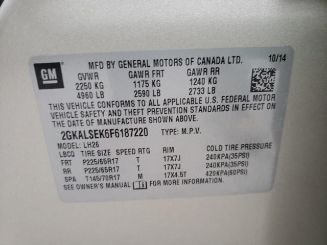 Photo 10 from auction – 2015 GMC TERRAIN SL with VIN 2GKALSEK6F6187220
