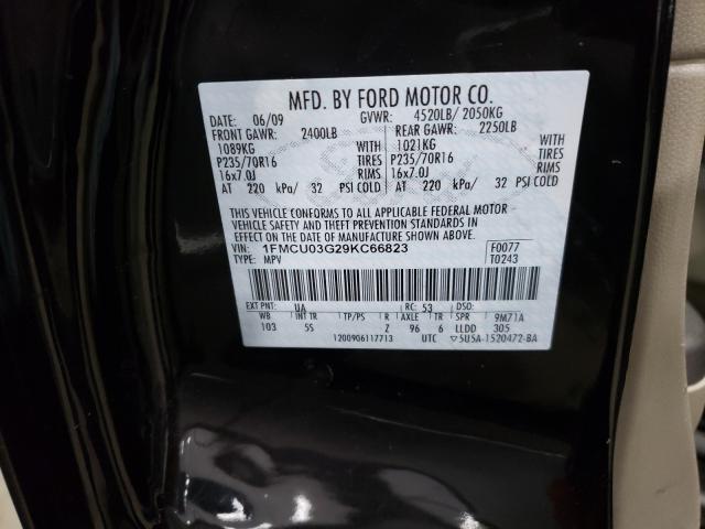 Photo 10 from auction – 2009 FORD ESCAPE XLT with VIN 1FMCU03G29KC66823