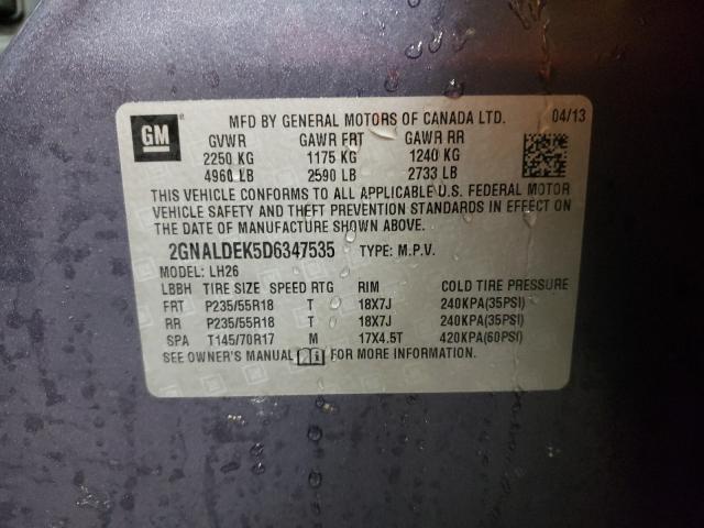 Photo 10 from auction – 2013 CHEVROLET EQUINOX LT with VIN 2GNALDEK5D6347535