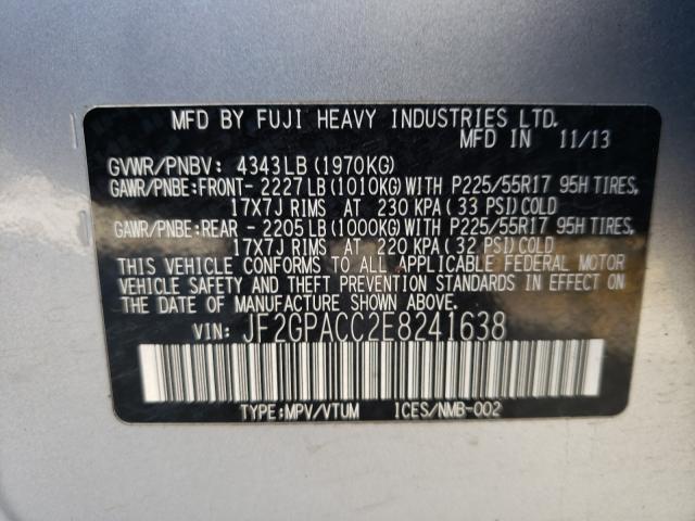 Photo 10 from auction – 2014 SUBARU XV CROSSTR with VIN JF2GPACC2E8241638