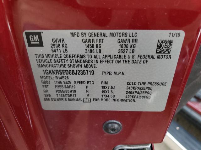 Photo 10 from auction – 2011 GMC ACADIA SLT with VIN 1GKKRSED6BJ235719