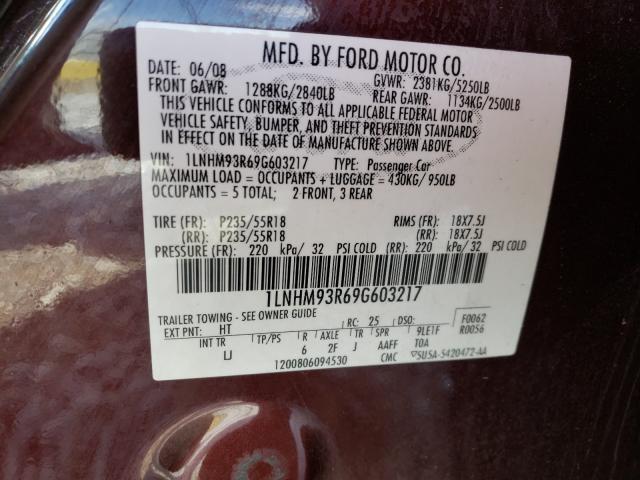 Photo 10 from auction – 2009 LINCOLN MKS with VIN 1LNHM93R69G603217