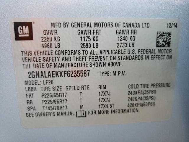 Photo 10 from auction – 2015 CHEVROLET EQUINOX LS with VIN 2GNALAEKXF6235587