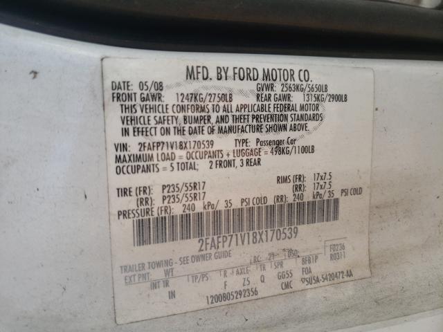 Photo 10 from auction – 2008 FORD CROWN VICT with VIN 2FAFP71V18X170539