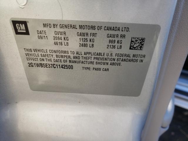 Photo 10 from auction – 2012 CHEVROLET IMPALA LT with VIN 2G1WB5E37C1142500