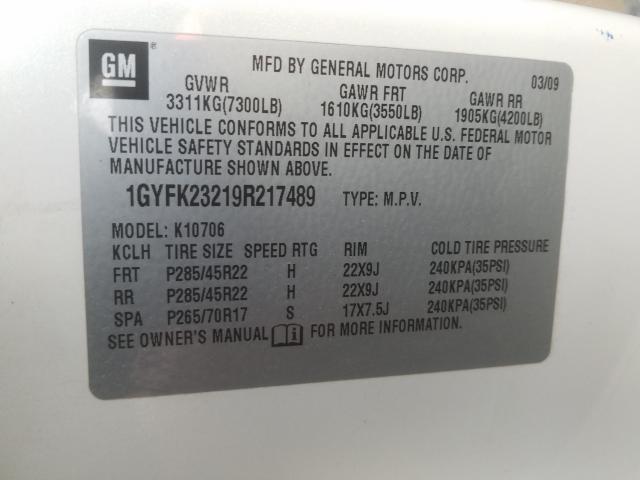 Photo 10 from auction – 2009 CADILLAC ESCALADE L with VIN 1GYFK23219R217489