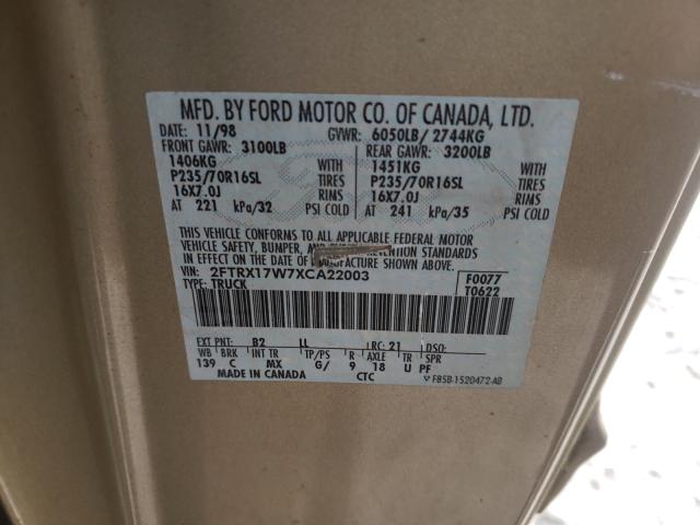 Photo 10 from auction – 1999 FORD F-150 with VIN 2FTRX17W7XCA22003