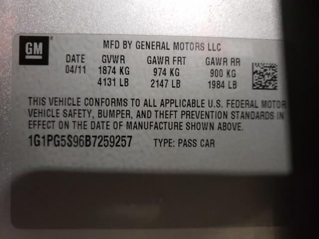 Photo 10 from auction – 2011 CHEVROLET CRUZE LT with VIN 1G1PG5S96B7259257