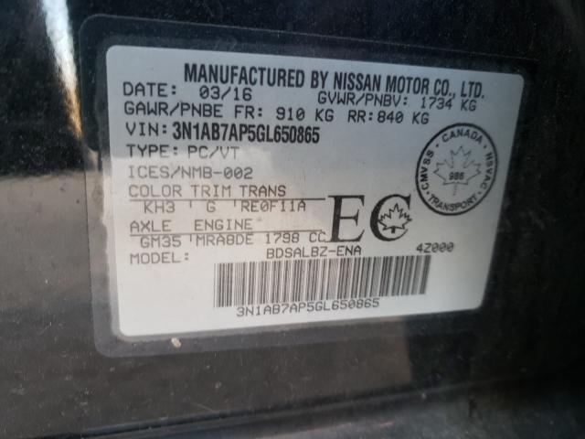 Photo 10 from auction – 2016 NISSAN SENTRA S with VIN 3N1AB7AP5GL650865