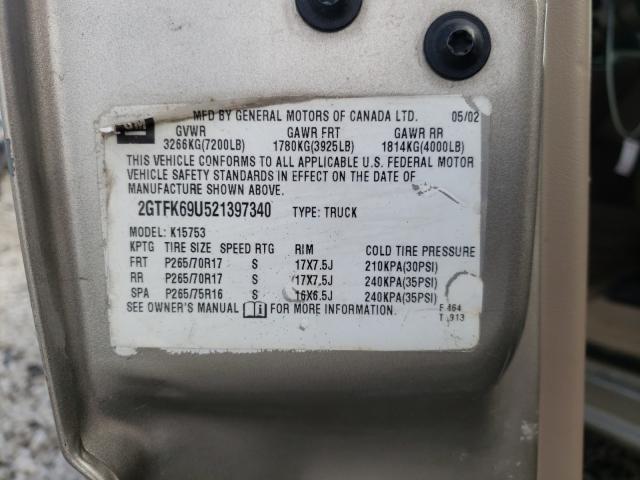 Photo 10 from auction – 2002 GMC SIERRA K15 with VIN 2GTFK69U521397340
