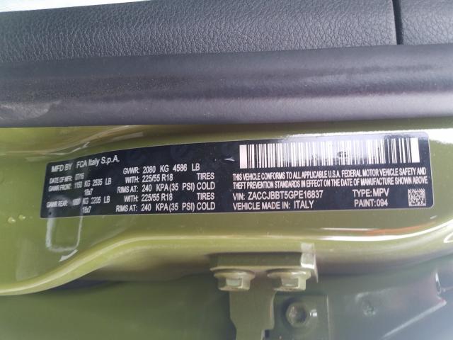 Photo 10 from auction – 2016 JEEP RENEGADE L with VIN ZACCJBBT5GPE16837