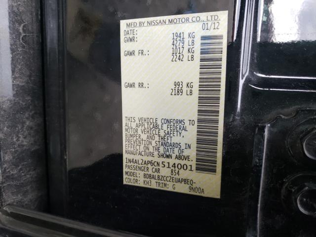 Photo 10 from auction – 2012 NISSAN ALTIMA BAS with VIN 1N4AL2AP6CN514001