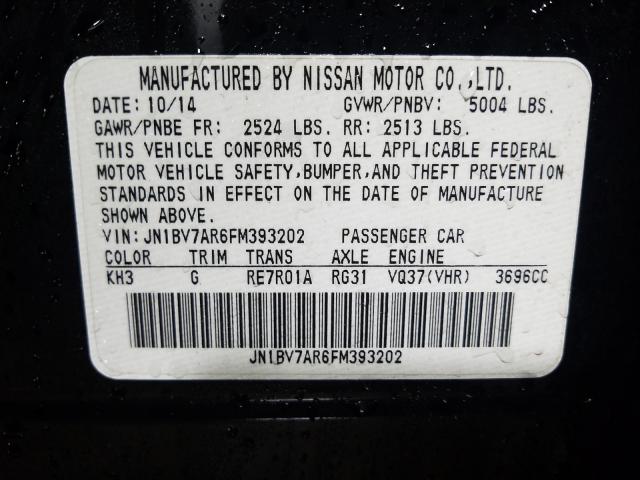 Photo 10 from auction – 2015 INFINITI Q50 BASE with VIN JN1BV7AR6FM393202