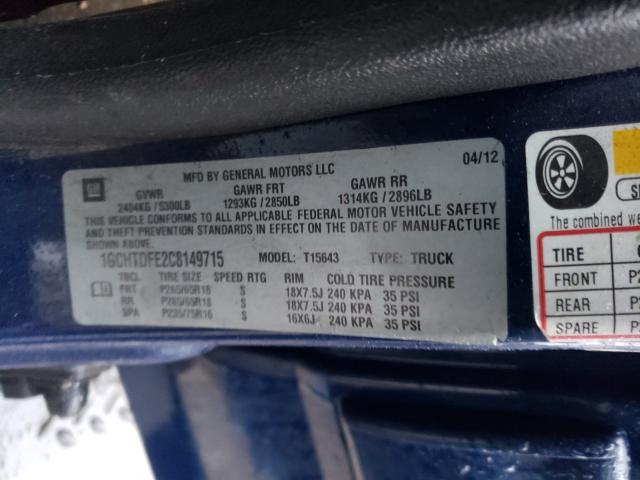 Photo 10 from auction – 2012 CHEVROLET COLORADO L with VIN 1GCHTDFE2C8149715