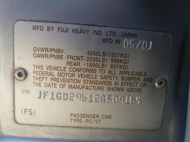 Photo 10 from auction – 2002 SUBARU IMPREZA with VIN JF1GD29612G509164