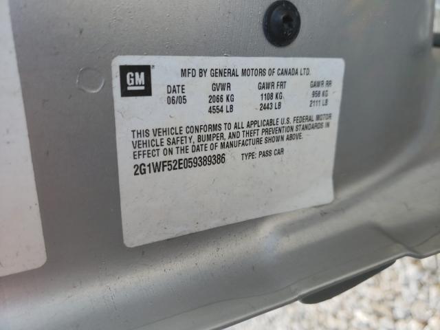Photo 10 from auction – 2005 CHEVROLET IMPALA with VIN 2G1WF52E059389386