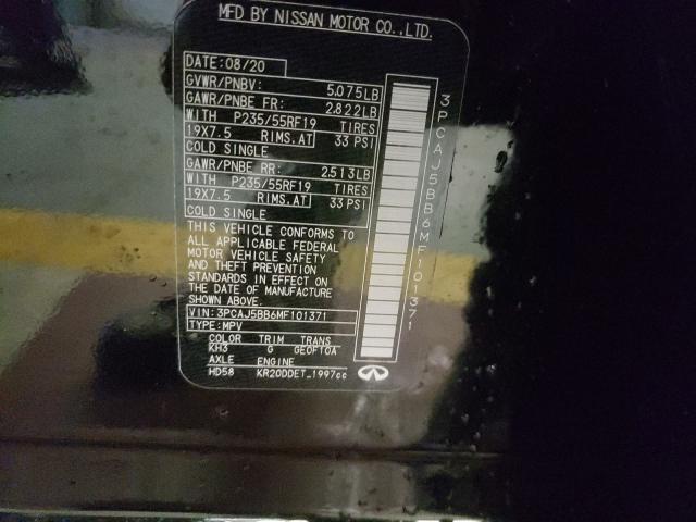 Photo 10 from auction – 2021 INFINITI QX50 LUXE with VIN 3PCAJ5BB6MF101371