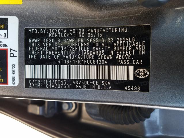 Photo 10 from auction – 2015 TOYOTA CAMRY LE with VIN 4T1BF1FK1FU081304