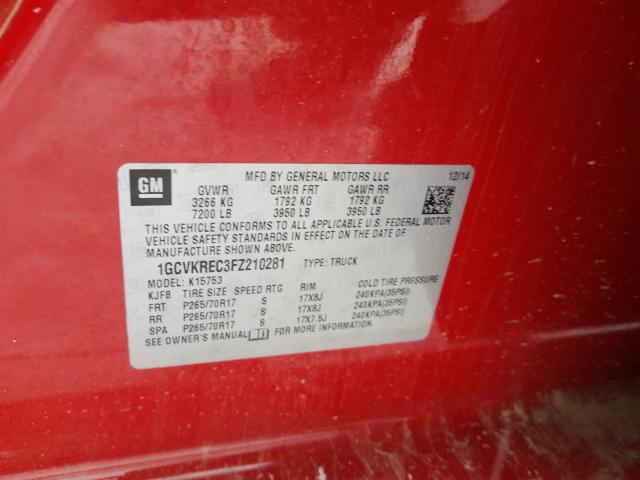 Photo 10 from auction – 2015 CHEVROLET SILVERADO with VIN 1GCVKREC3FZ210281