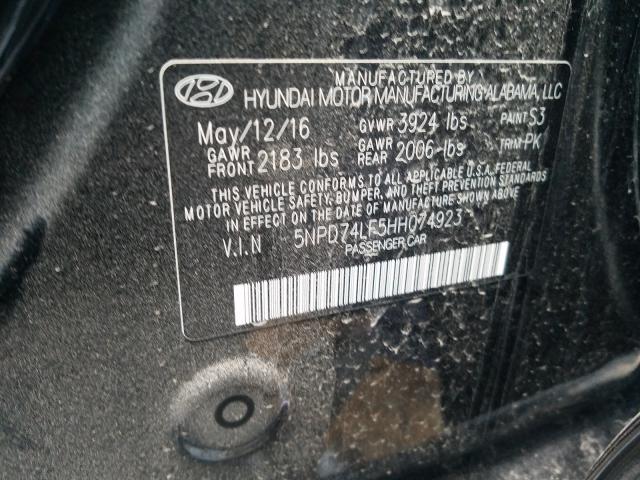 Photo 10 from auction – 2017 HYUNDAI ELANTRA SE with VIN 5NPD74LF5HH074923