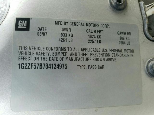 Photo 10 from auction – 2008 PONTIAC G6 VALUE L with VIN 1G2ZF57B784134975