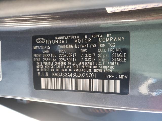 Photo 10 from auction – 2016 HYUNDAI TUCSON LIM with VIN KM8J33A43GU025701