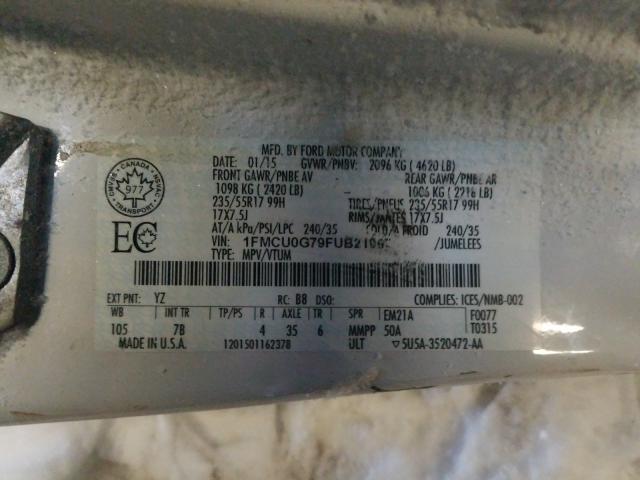 Photo 10 from auction – 2015 FORD ESCAPE SE with VIN 1FMCU0G79FUB21997