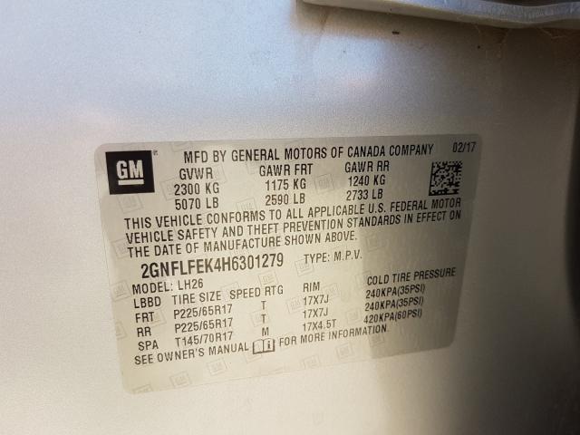 Photo 10 from auction – 2017 CHEVROLET EQUINOX LT with VIN 2GNFLFEK4H6301279