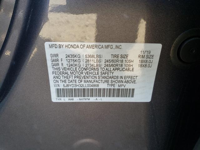 Photo 10 from auction – 2020 ACURA MDX with VIN 5J8YD3H32LL004868
