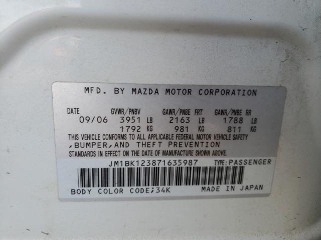 Photo 10 from auction – 2007 MAZDA 3 S with VIN JM1BK123871635987