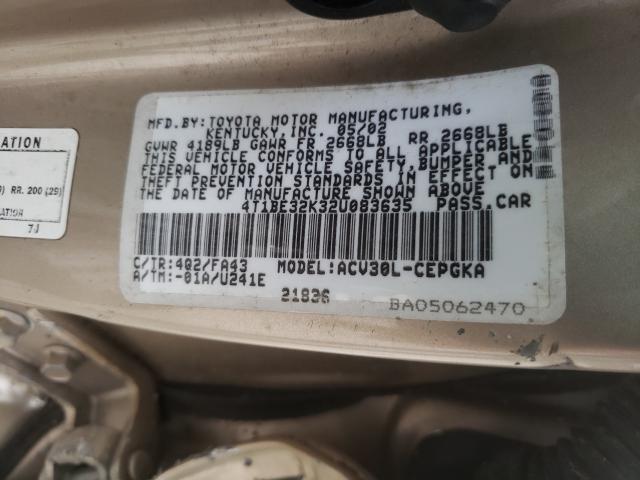 Photo 10 from auction – 2002 TOYOTA CAMRY LE with VIN 4T1BE32K32U083635