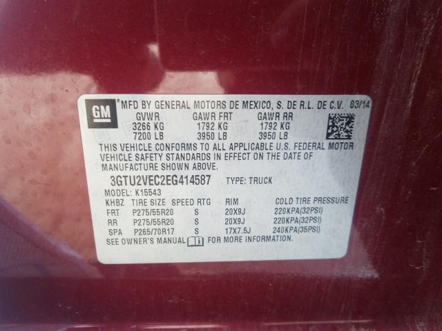 Photo 10 from auction – 2014 GMC SIERRA K15 with VIN 3GTU2VEC2EG414587
