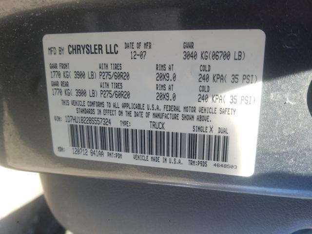 Photo 10 from auction – 2008 DODGE RAM 1500 S with VIN 1D7HU18228S557324
