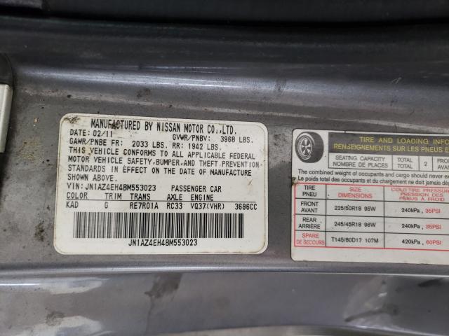 Photo 10 from auction – 2011 NISSAN 370Z BASE with VIN JN1AZ4EH4BM553023
