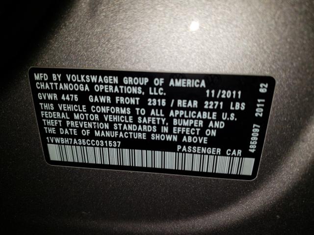 Photo 10 from auction – 2012 VOLKSWAGEN PASSAT with VIN 1VWBH7A35CC031537