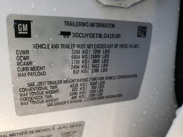 Photo 10 from auction – 2020 CHEVROLET SILVERADO with VIN 3GCUYGET8LG419185