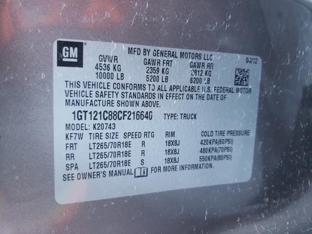 Photo 10 from auction – 2012 GMC SIERRA K25 with VIN 1GT121C88CF216640