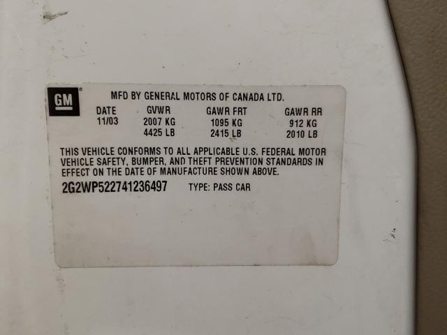 Photo 10 from auction – 2004 PONTIAC GRAND PRIX with VIN 2G2WP522741236497