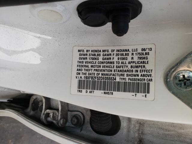 Photo 10 from auction – 2013 HONDA CIVIC LX with VIN 19XFB2F52DE055534