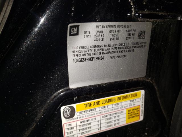 Photo 10 from auction – 2012 BUICK LACROSSE with VIN 1G4GC5E39CF129924